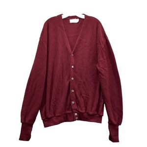Vintage King Size Knit Cardigan Men XXL Red Big Tall Preppy Classic Academia 90s